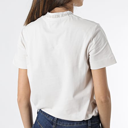Calvin Klein - Tee Shirt Femme Logo Intarsia 5500 Beige