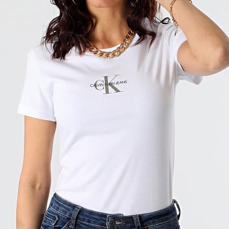 Calvin Klein - T-shirt Monogram Classic 6577 Donna Bianco