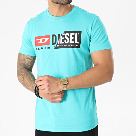 Diesel - Tee Shirt 00SDP1-0091A Bleu Turquoise