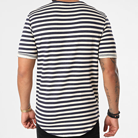 Frilivin - Tee Shirt Oversize A Rayures 15192 Bleu Marine Ecru
