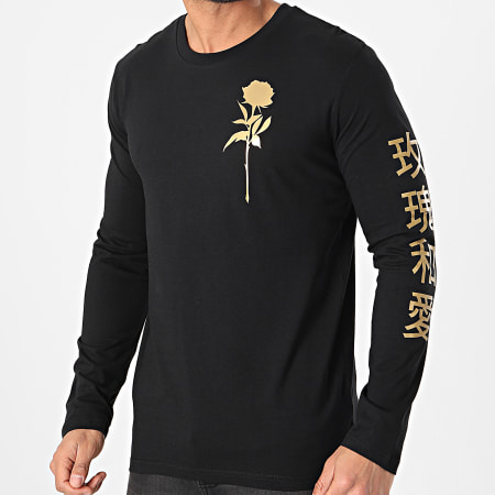 Luxury Lovers - Tee Shirt Manches Longues Oriental Mono Noir Or