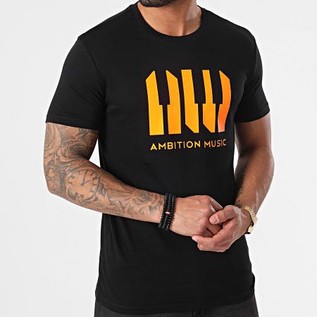 Niro - Camiseta Ambition Music Negro Naranja Fluo