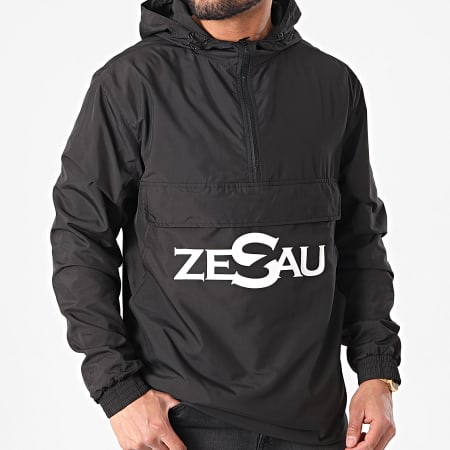 Zesau - Giacca a vento con logo, bianco e nero