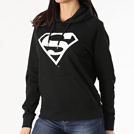 DC Comics - Felpa con cappuccio da donna Logo Nero Bianco