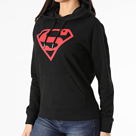 Superman - Sweat Capuche Femme Logo Noir Rouge