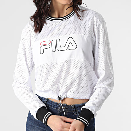 Fila - Tee Shirt Manches Longues Femme Crop Jalina Sporty Mesh 683300 Blanc