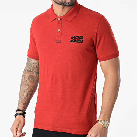 Jack And Jones - Polo Manches Courtes Berg Rouille Chiné