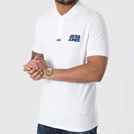 Jack And Jones - Polo Manches Courtes Berg Blanc Chiné