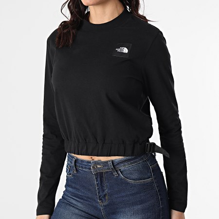 The North Face - Tee Shirt Crop Femme Manches Longues Black Box A557S Noir