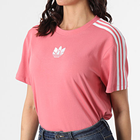 Adidas Originals - Tee Shirt Femme A Bandes Loose GN6702 Rose