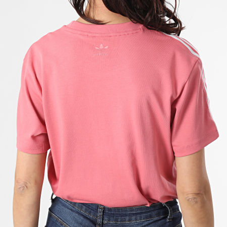 Adidas Originals - Tee Shirt Femme A Bandes Loose GN6702 Rose
