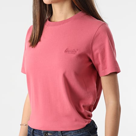 Superdry - Tee Shirt Femme Orange Label Classic Rose