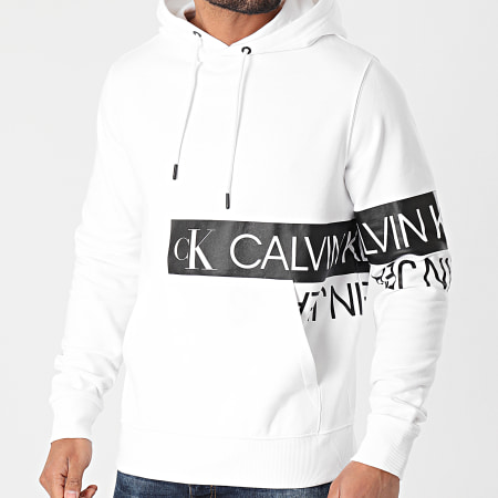 Calvin Klein Jeans - Sweat Capuche Mirrored Logo 7052 Blanc