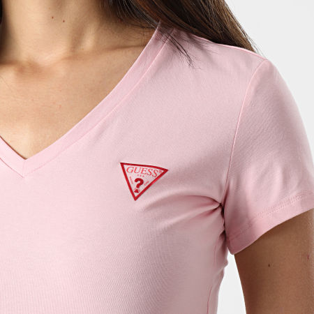 Guess - Tee Shirt Slim Femme Col V W1GI17-J1311 Rose