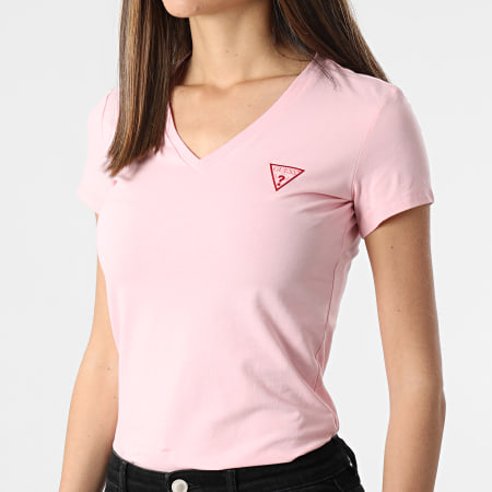 Guess - Tee Shirt Slim Femme Col V W1GI17-J1311 Rose