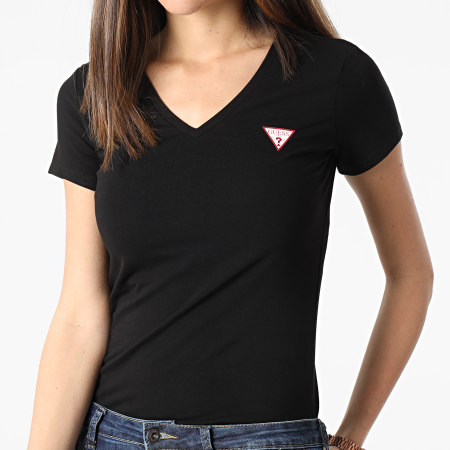 Guess - Tee Shirt Slim Femme Col V W1GI17-J1311 Noir