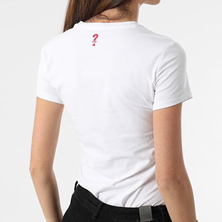 Guess - Tee Shirt Slim Femme Col V W1GI17-J1311 Blanc