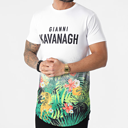 Gianni Kavanagh - Tee Shirt Oversize Floral White Rainforest Faded Blanc