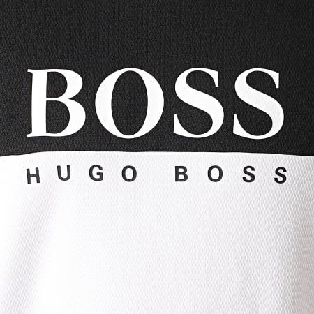 BOSS - Tee Shirt Manches Longues A Capuche Jacquard 50451561 Noir Blanc