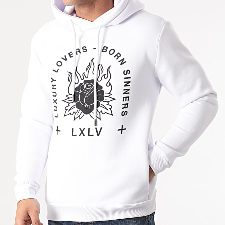 Luxury Lovers - Sweat Capuche Fire Rose Black And White Blanc