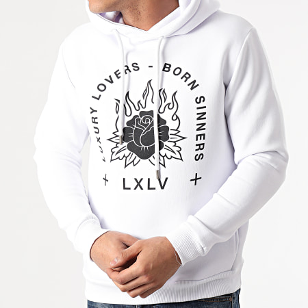 Luxury Lovers - Sweat Capuche Fire Rose Black And White Blanc