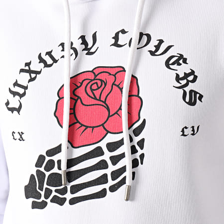 Luxury Lovers - Sweat Capuche Rose Bones Blanc