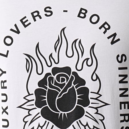 Luxury Lovers - Tee Shirt Fire Rose Black And White Blanc