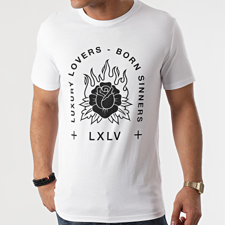 Luxury Lovers - Tee Shirt Fire Rose Black And White Blanc