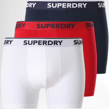 Superdry - Lot De 3 Boxers Classic Bleu Marine Rouge Blanc