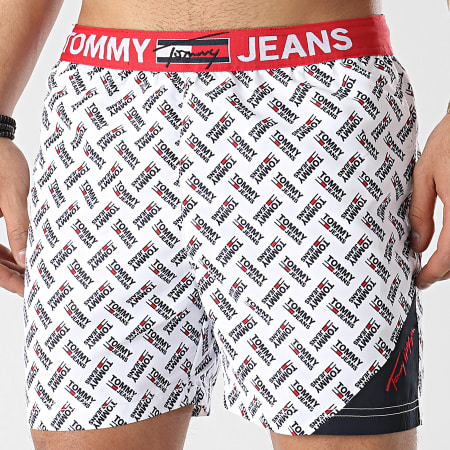 Tommy Jeans - Short De Bain Medium Drawstring Print 2097 Blanc