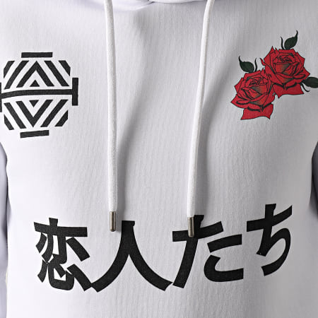 Luxury Lovers - Sweat Capuche Roses Jap Back Blanc