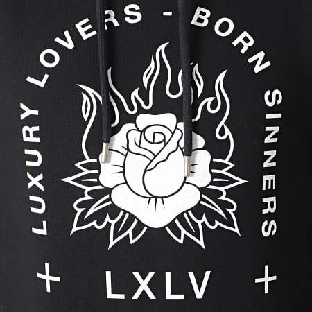 Luxury Lovers - Sweat Capuche Fire Rose Black And White Noir