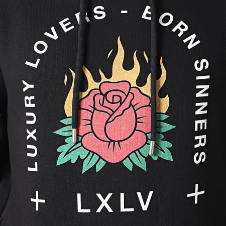 Luxury Lovers - Sudadera Con Capucha Fire Rose Negra