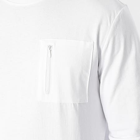 Only And Sons - Tee Shirt Poche Manches Longues Makhi Life Reg Blanc