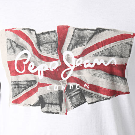 Pepe Jeans - Tee Shirt Manches Longues Flag Logo PM501326 Blanc