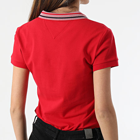 Tommy Hilfiger - Polo Manches Courtes Femme Slim Tipping 0580 Rouge