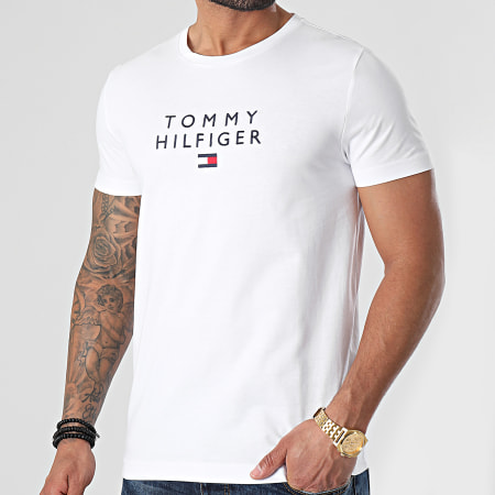 Tommy Hilfiger - Tee Shirt Stacked Tommy Flag 7663 Blanc