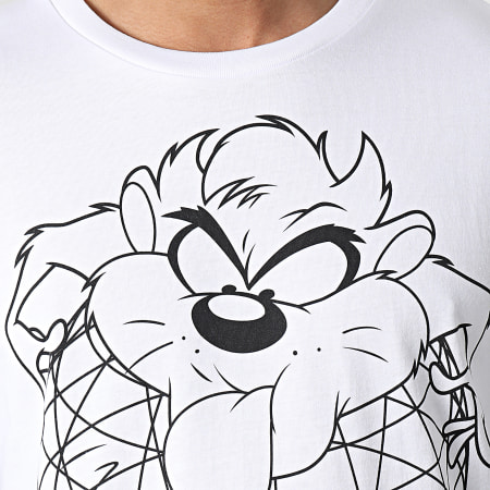 Looney Tunes - Taz Globe Tee Shirt Bianco