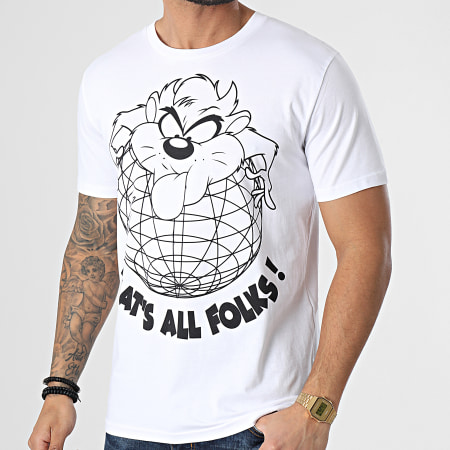 Looney Tunes - Tee Shirt Taz Globe Blanc