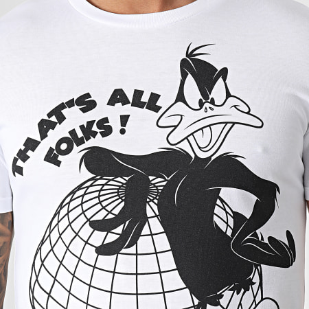Looney Tunes - Tee Shirt Daffy Duck Globe Blanc