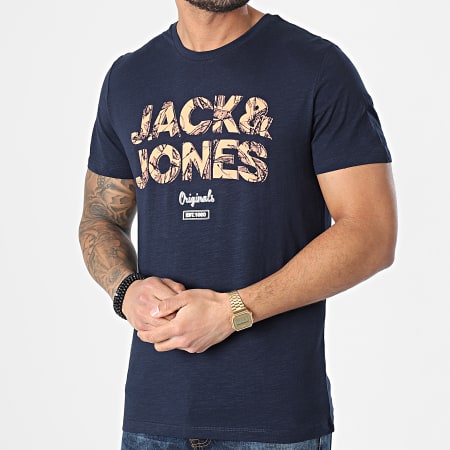 Jack And Jones - Tee Shirt Lefo Placement Bleu Marine