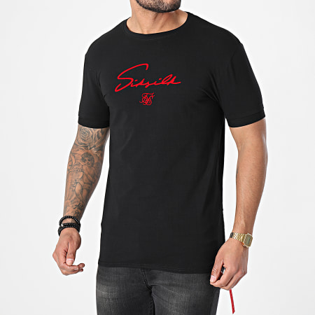 SikSilk - Tee Shirt Signature Flock Noir Rouge