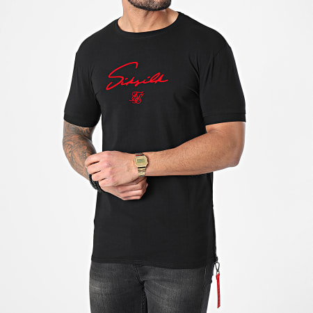 SikSilk - Tee Shirt Signature Flock Noir Rouge
