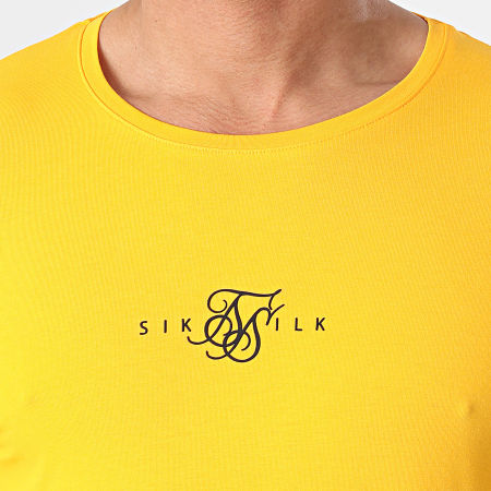 SikSilk - Tee Shirt Inset Elastic Cuff Gym Jaune