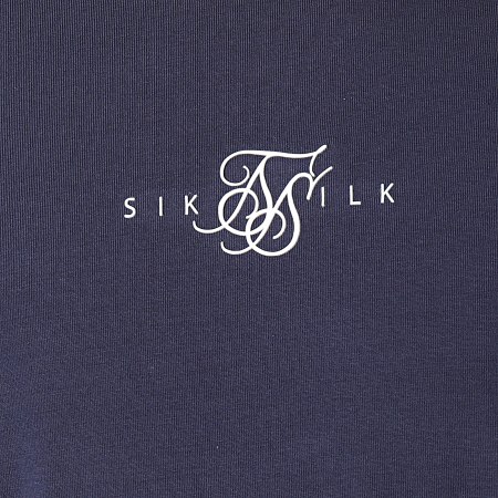 SikSilk - Tee Shirt Inset Elastic Cuff Gym Bleu Marine