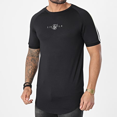 SikSilk - Tee Shirt Oversize A Bandes Legacy Fade Tech Noir