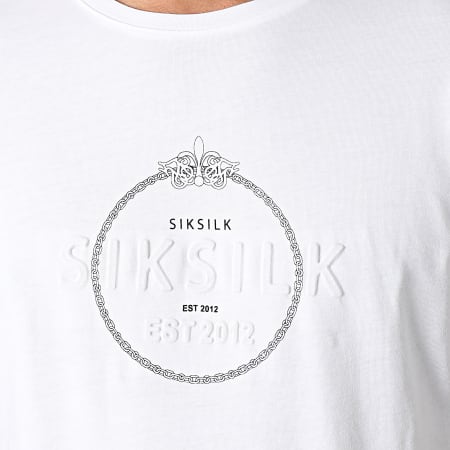 SikSilk - Tee Shirt Straight Hem Chain Print Box Blanc