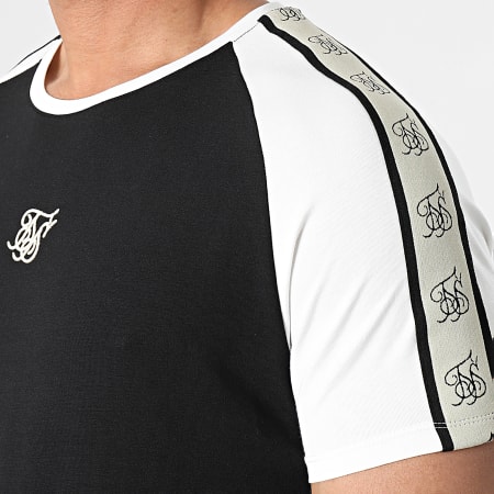 SikSilk - Tee Shirt A Bandes Raglan Premium Gym Noir Blanc
