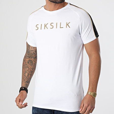 SikSilk - Tee Shirt A Bandes Astro Raglan Gym Blanc Noir