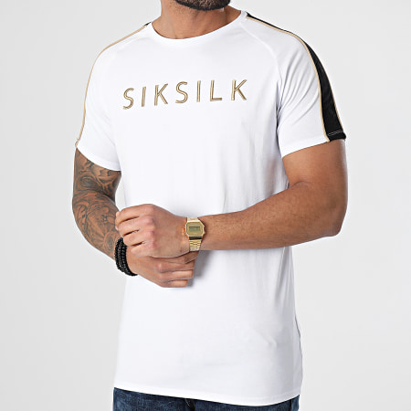 SikSilk - Tee Shirt A Bandes Astro Raglan Gym Blanc Noir